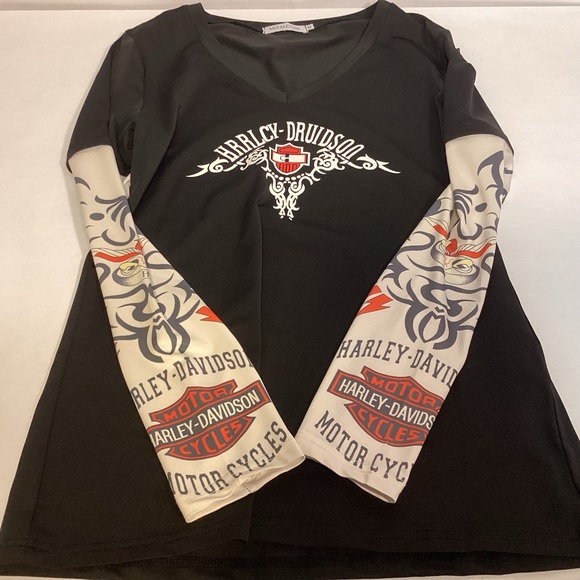 MISSLOOK Harley-Davidson graphic long sleeve Tee womens size medium - Picture 7 of 7
